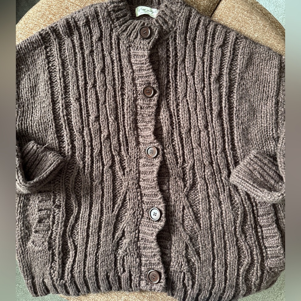 Free People Chocolate Brown Knit Cardigan